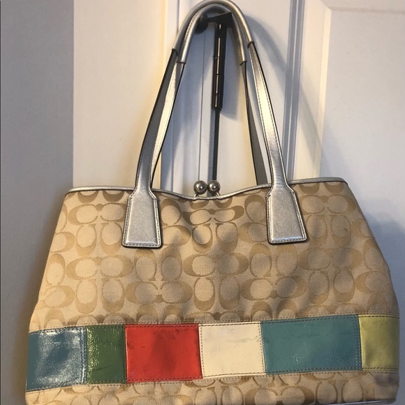 Colorful COACH Medium Tote Handbag - Picture 4 of 7